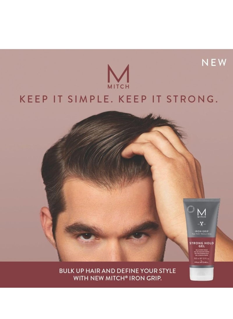 Mitch MITCH by Paul Mitchell Iron Grip Strong Hold Gel, High Hold, Medium Shine, For All Hair Types + Textures, 5.1 Fl Oz  - Image 2
