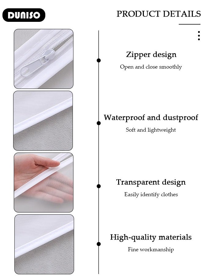 DUNISO - 10 PCS Hanging Clear Garment Bags, Washable Clothes Bags with Smooth Zipper for Home, Waterproof Garment Bags for Closet Storage, Wardrobe Clothes Protector, Breathable Dust Cover for Shirts, Coats, Dresses, Suits - Image 1