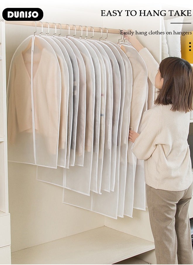 DUNISO - 10 PCS Hanging Clear Garment Bags, Washable Clothes Bags with Smooth Zipper for Home, Waterproof Garment Bags for Closet Storage, Wardrobe Clothes Protector, Breathable Dust Cover for Shirts, Coats, Dresses, Suits - Image 1