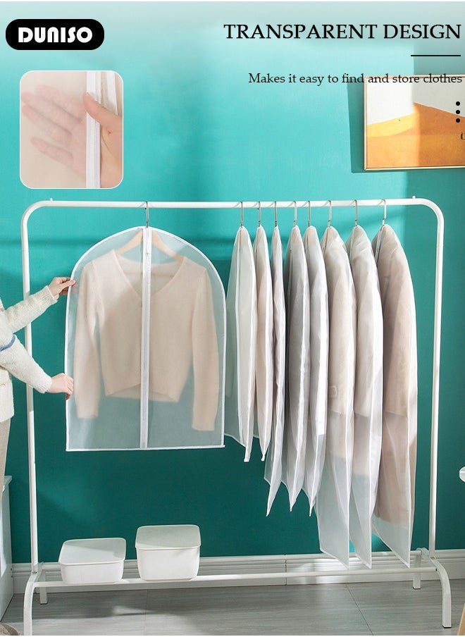 DUNISO - 10 PCS Hanging Clear Garment Bags, Washable Clothes Bags with Smooth Zipper for Home, Waterproof Garment Bags for Closet Storage, Wardrobe Clothes Protector, Breathable Dust Cover for Shirts, Coats, Dresses, Suits - Image 1