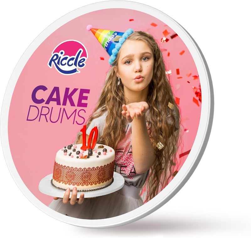 RICCLE 14 Inch Single Cake Drum - Smooth-Edged Pack of 1 - Sturdy Boards Round - Bend Resistant Multi-Layered Base for Minimalist Displays - Image 1