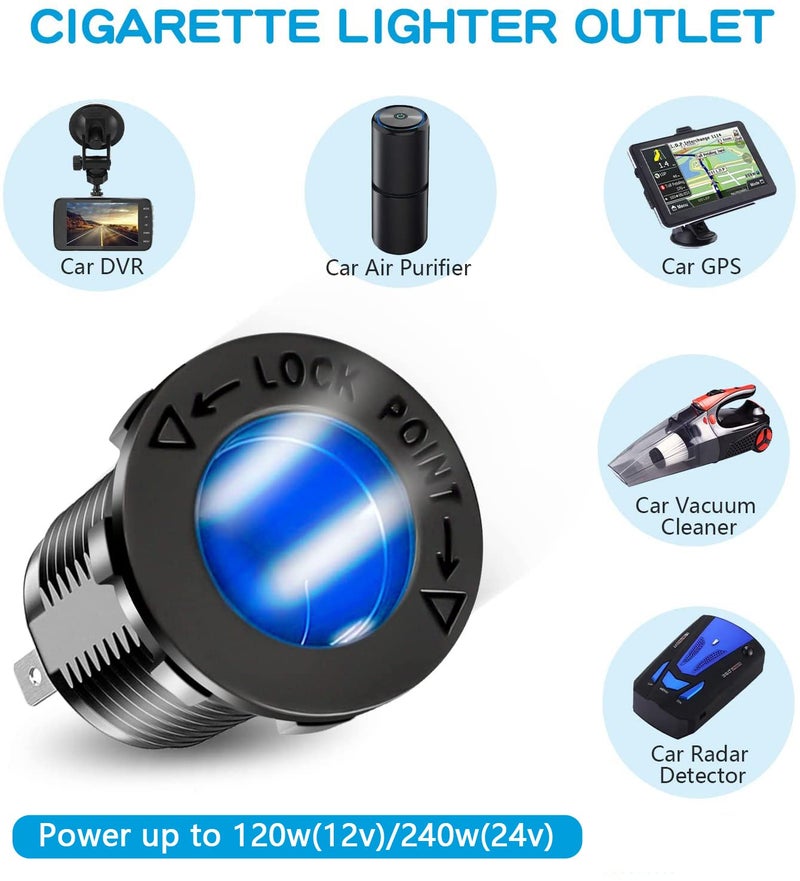 Depvko لوحة مقبس شاحن 4 في 1 محدثة، مقبس طاقة USB مزدوج QC 3.0 12 فولت ومقياس فولت السيارة ومقبس ولاعة السجائر ومفتاح تبديل روكر ON Off للسيارة والقوارب والشاحنات (مع سلك) - Image 5