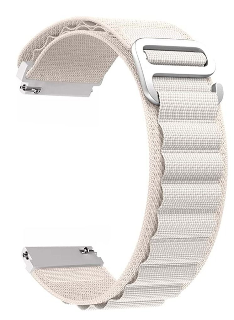 20mm Stretch Nylon Metal Alpine Loop Woven Strap For Samsung Galaxy Watch 4 40/42/44/46mm-With Titanium G Hook  White - Image 1