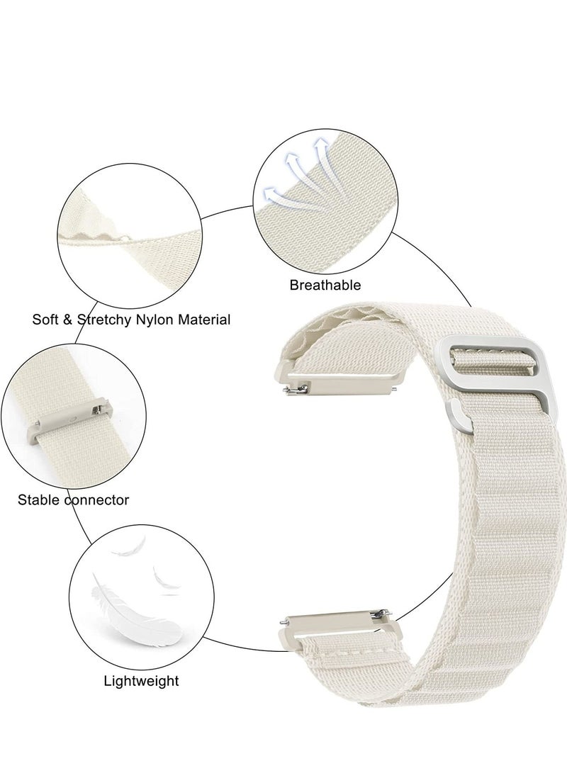 20mm Stretch Nylon Metal Alpine Loop Woven Strap For Samsung Galaxy Watch 4 40/42/44/46mm-With Titanium G Hook  White - Image 5