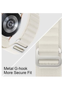 Generic 20mm Stretch Nylon Metal Alpine Loop Woven Strap For Samsung Galaxy Watch 4 40/42/44/46mm-With Titanium G Hook  White  - Image 4