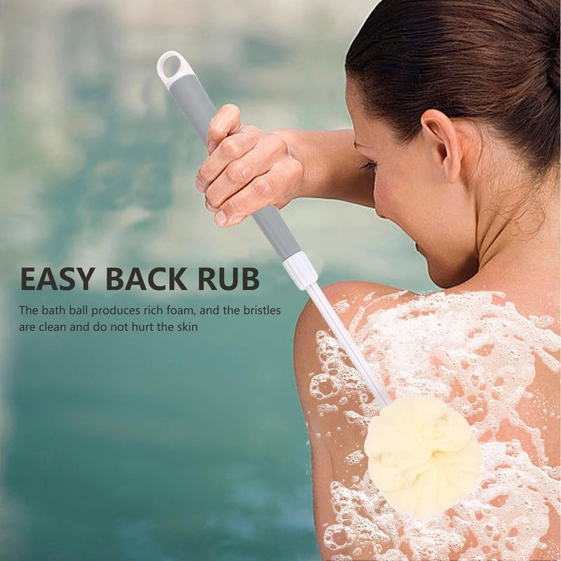 Bhujry Adjustable Back Body Scrubber Bath Brush with Long Handle - 2-in-1 Soft Bristle & Loofah Shower Brush for Exfoliating and Cleansing, Non-Slip Grip - Image 5