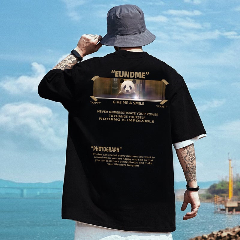 T06 Polyester Printed Short-Sleeved T-Shirt M-8Xl National Trend Bf Style Large Size Fat Men'S Half-Sleeved Top - Image 1