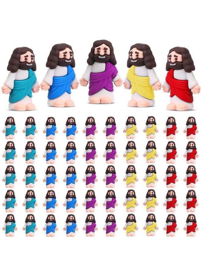 Bememo Bememo 50 Pcs Mini Jesus Figures Original Design Jesus Toys Little Figures to Hide and Seek Sunday School Religious Easter Party Favors Gift(Multicolor) - Image 1