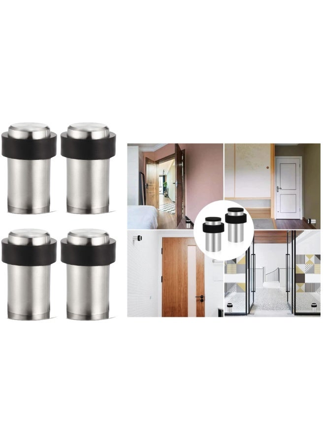 ROBUSTLINE Pack Of 4 Stainless Steel Cylindrical Door Stopper Slip Resistant For Tiles Carpet Wood And Laminate Floors And Other Floor Surfaces Stop 30Mm x 40Mm Ds001 