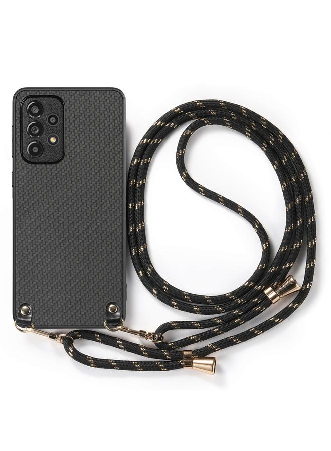 S-TOP Case For Samsung Galaxy S22 5G Carbon Fiber Texture Leather Back Cover Phone Case with Crossbody Strap - Image 2