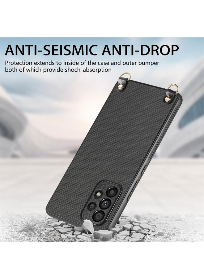 S-TOP Case For Samsung Galaxy S22 5G Carbon Fiber Texture Leather Back Cover Phone Case with Crossbody Strap - Image 4