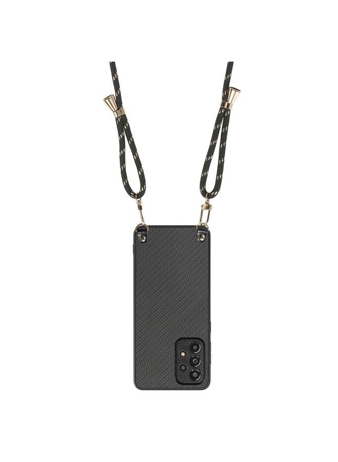 S-TOP Case For Samsung Galaxy S22 5G Carbon Fiber Texture Leather Back Cover Phone Case with Crossbody Strap - Image 3