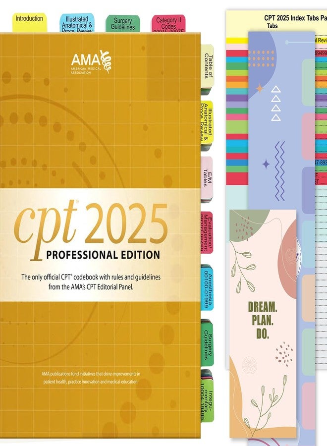 Ubenic Upgraded Index Tabs for CPT 2025 Professional Edition, Complete CPT Book Tabs, Laminated, Color-Coded & Long-Last, with Page Numbers and Alignment Guide & Inspirational Bookmark (Book not Included) - Image 1