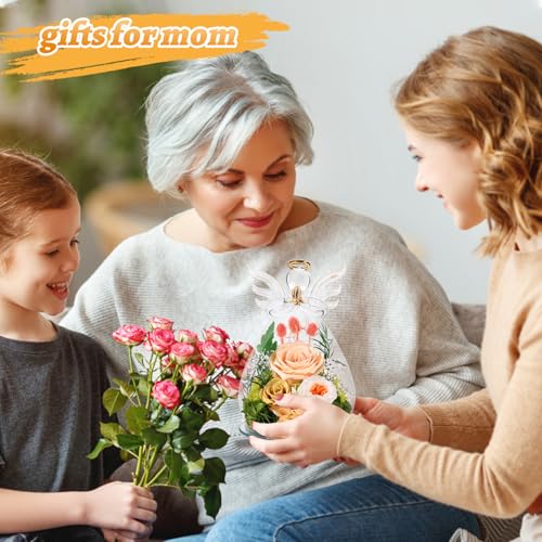 Bessol Gifts for Mom Birthday Flowers for Women Mothers Day Flowers for Delivery Preserved Roses Forever Flower in Glass Angel Figurines Fresh Eternal Rose for Grandma Wife Sister Daughter Friends - Image 2