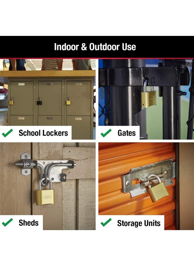 Master Lock Master Lock Gold Combination Padlock, Gate Lock for Outdoor Fence or Shed, Small Lock with Customizable Code for Indoor or Outdoor Storage, 4 Pack, 175EC4  - Image 2
