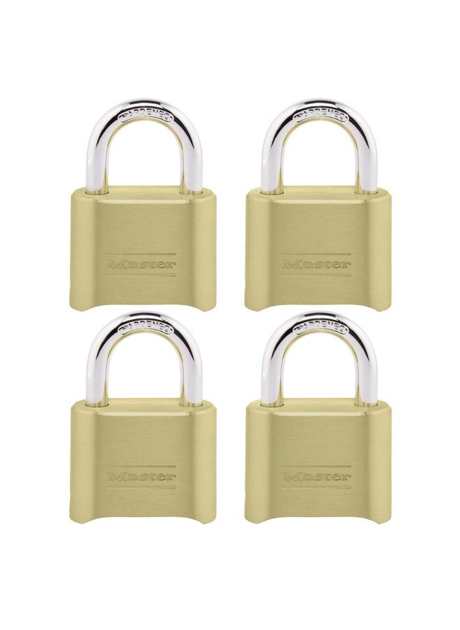 Master Lock Master Lock Gold Combination Padlock, Gate Lock for Outdoor Fence or Shed, Small Lock with Customizable Code for Indoor or Outdoor Storage, 4 Pack, 175EC4  - Image 1