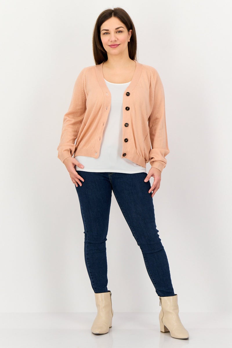 ONLY JDY By Only Women V-Neck Knitted Cardigan, Dusty Pink - Image 4
