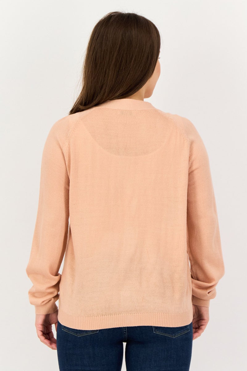 ONLY JDY By Only Women V-Neck Knitted Cardigan, Dusty Pink - Image 3