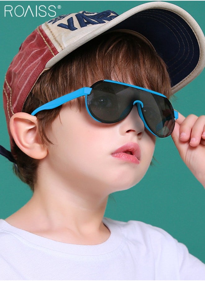 roaiss Aviator Polarized Sunglasses for Kids, UV400 Protection Cute Beach Holiday Sun Glasses with Lightweight Flexible Silicone Frame for Boys Girls and Children Age 3-12, Blue  - Image 2