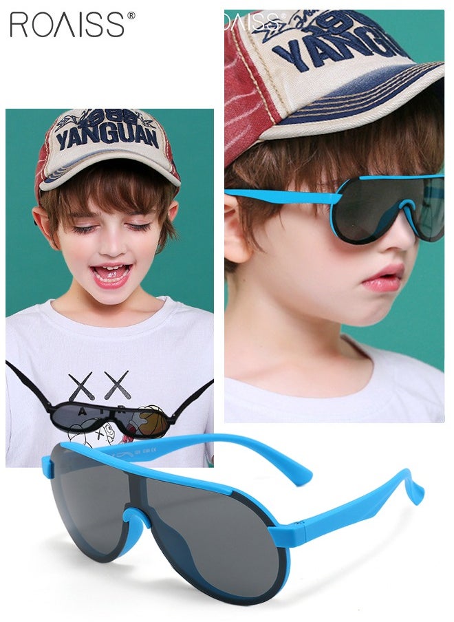 roaiss Aviator Polarized Sunglasses for Kids, UV400 Protection Cute Beach Holiday Sun Glasses with Lightweight Flexible Silicone Frame for Boys Girls and Children Age 3-12, Blue  - Image 5