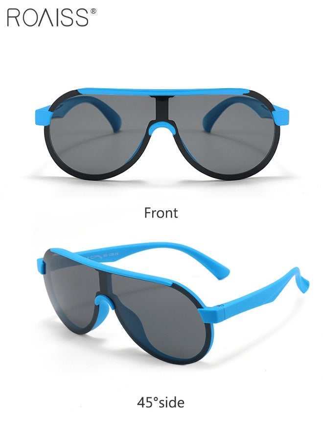 roaiss Aviator Polarized Sunglasses for Kids, UV400 Protection Cute Beach Holiday Sun Glasses with Lightweight Flexible Silicone Frame for Boys Girls and Children Age 3-12, Blue  - Image 4