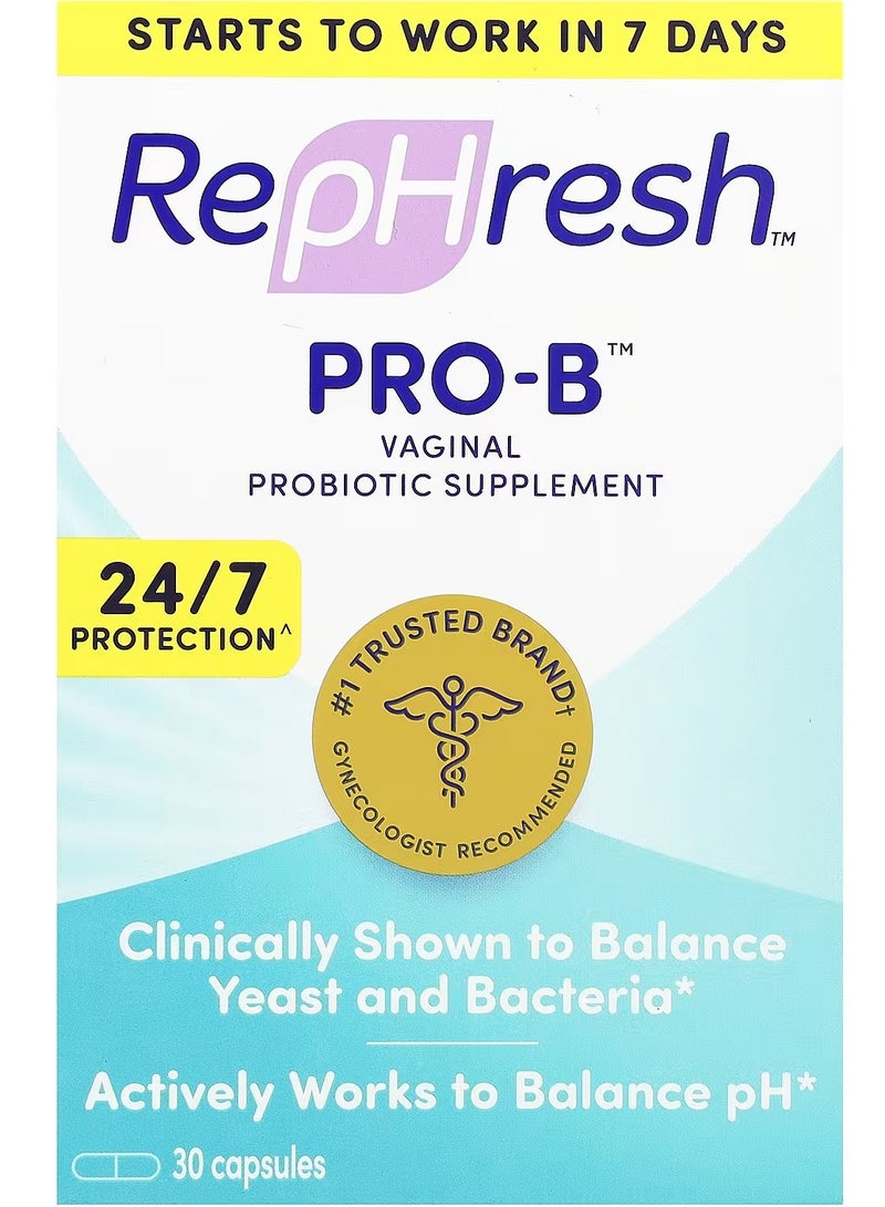 Rephresh Pro-B, Vaginal Probiotic Supplement, 5 Billion CFU, 30 Capsules - Image 1