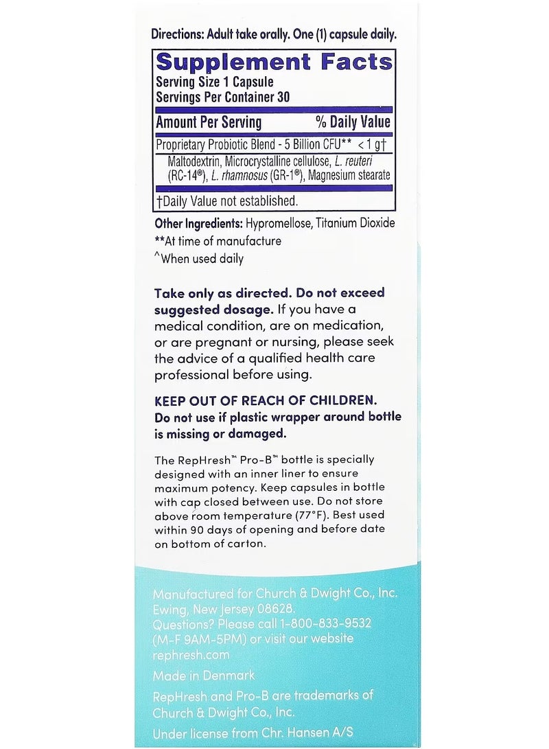 Rephresh Pro-B, Vaginal Probiotic Supplement, 5 Billion CFU, 30 Capsules - Image 3