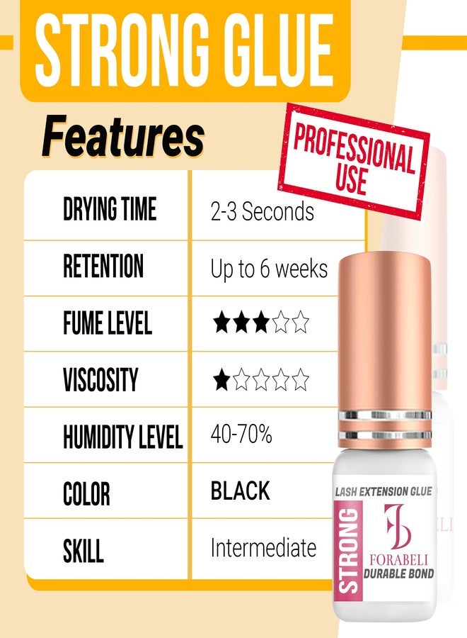 Forabeli Strong Lash Extension Glue, 2-3 Sec Dry, 6 Week Retention, Seamless Integration, Fast-Dry Professional Eyelash Extension Glue, Lash Adhesive for Eyelash Extensions - Image 3