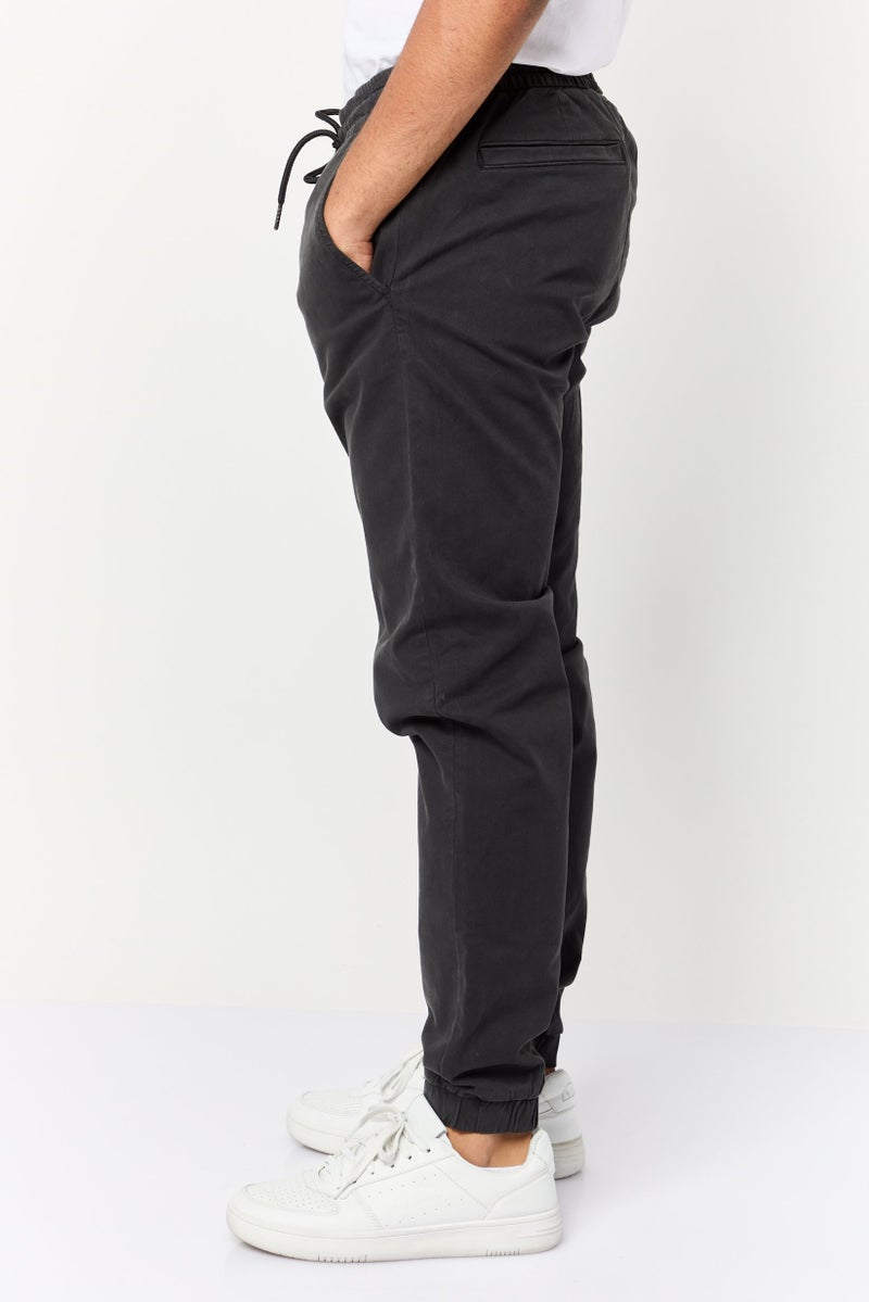 Celio Men Regular Fit Solid Jogger Pants, Black - Image 3