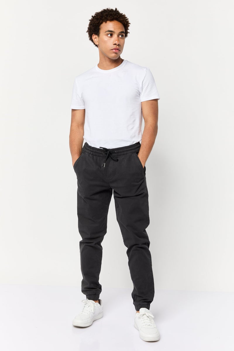 Celio Men Regular Fit Solid Jogger Pants, Black - Image 2