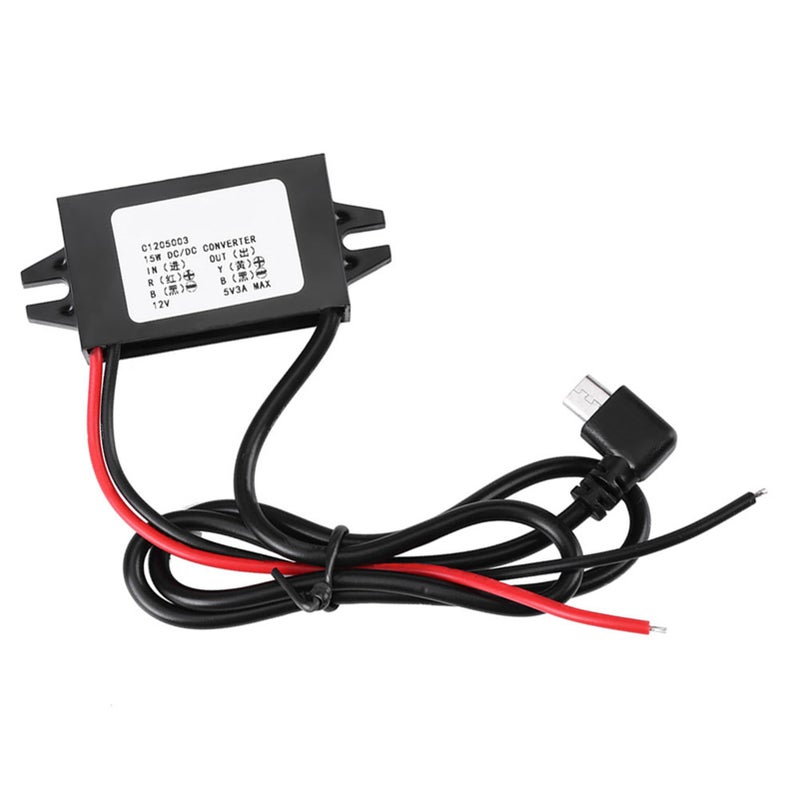 DC-DC 12V to 5V 3A Micro USB Converter Voltage Step Down Regulator for Car Smartphone - Image 2