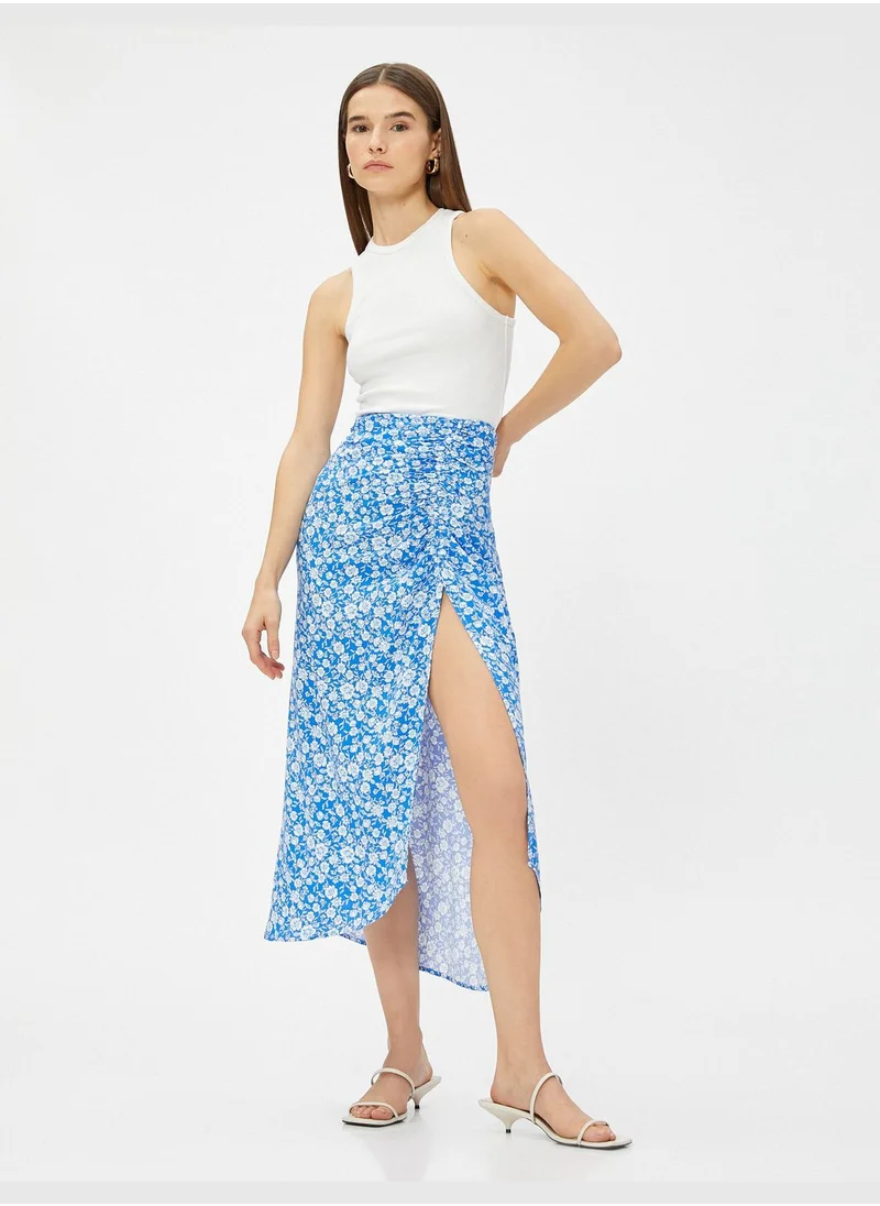 كوتون Floral Slitted Midi Skirt Ecovero®Viscose