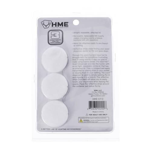 HME Seal-Tite Scent Dispenser (Pack of 3) | Durable Compact Easy-to-Use Airtight Resealable Containers with Clips, Replaceable Felts & Reflective Strips - Image 5