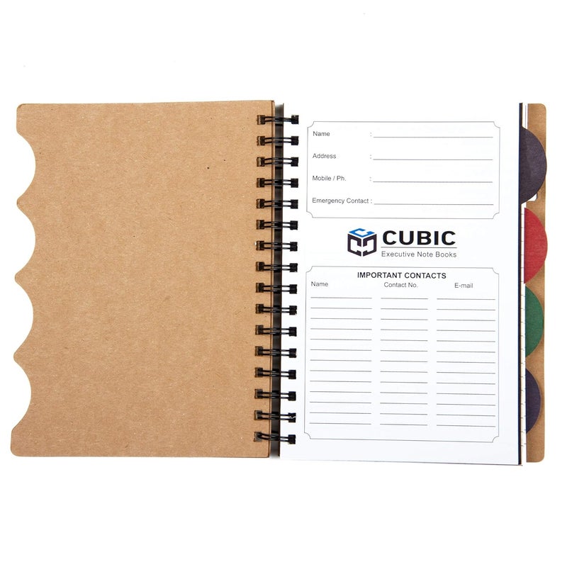 CUBIC ECO A5 5-Subject Spiral Notebook – 300 Ruled Pages | Eco-Friendly Kraft Cover | Sturdy Wiro Binding | Ideal for School, Office & Personal Notes (Green) - Image 3