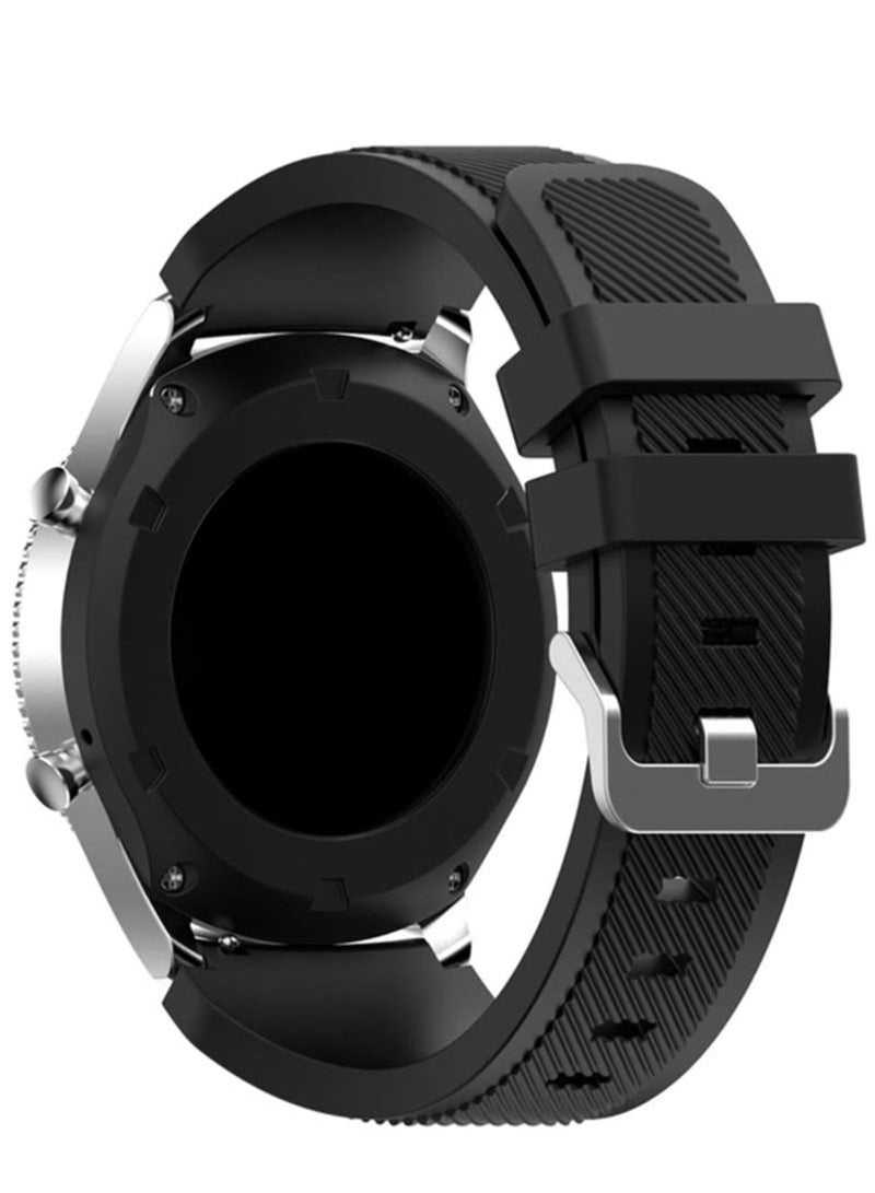 Replacement Watch Bands Compatible with Samsung Watch 3/Gear S3 Frontier/Classic Strap Silicone Bracelet S3 Sports Band Strap Replacement 22mm Wristband Accessories- Black - Image 3