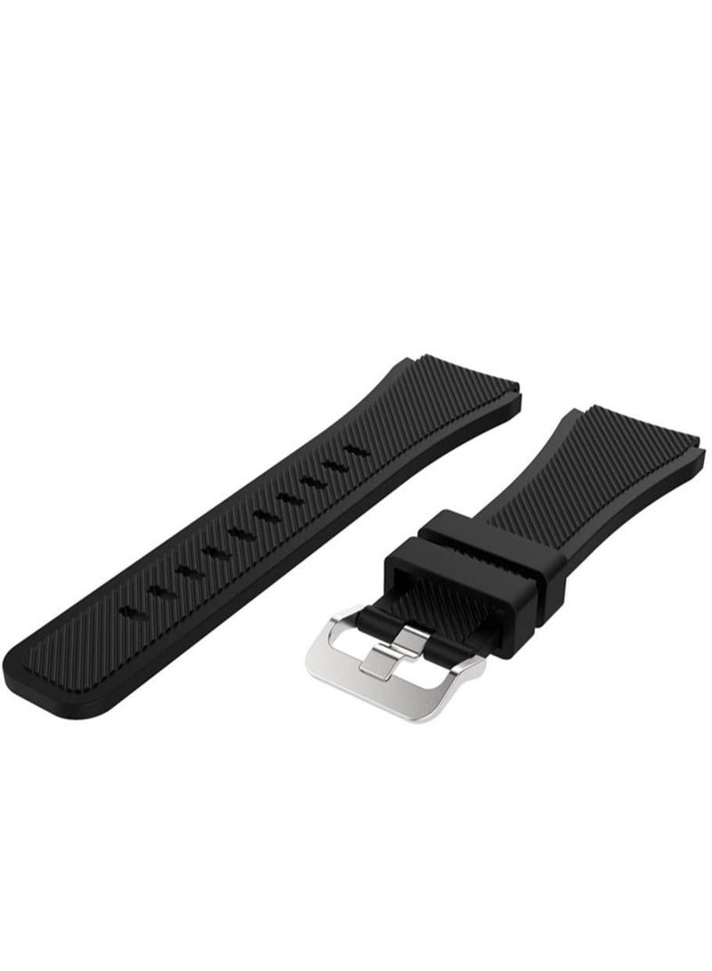 Replacement Watch Bands Compatible with Samsung Watch 3/Gear S3 Frontier/Classic Strap Silicone Bracelet S3 Sports Band Strap Replacement 22mm Wristband Accessories- Black - Image 4