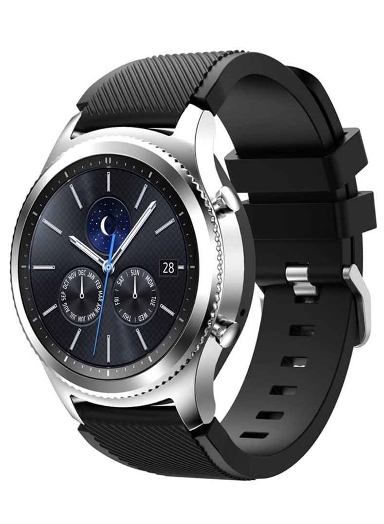 Replacement Watch Bands Compatible with Samsung Watch 3/Gear S3 Frontier/Classic Strap Silicone Bracelet S3 Sports Band Strap Replacement 22mm Wristband Accessories- Black - Image 2