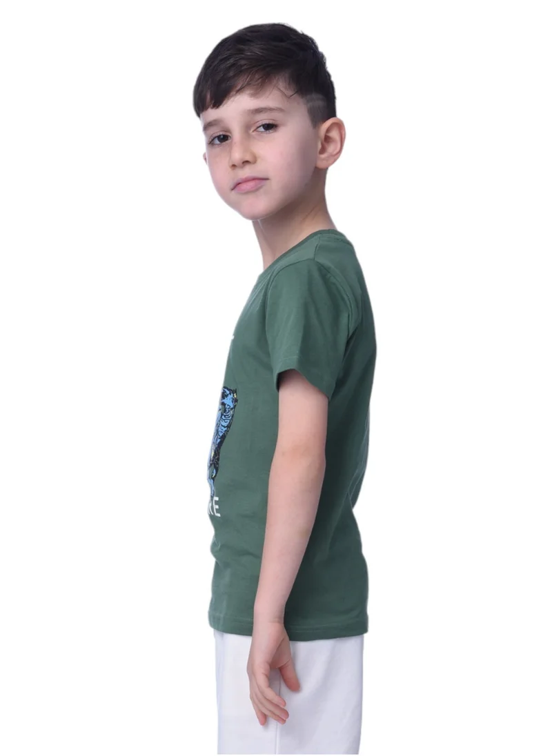 victor and jane Boys T-Shirts (2-8 Years): Dark Green colour, Outfits Sets (100% Cotton)