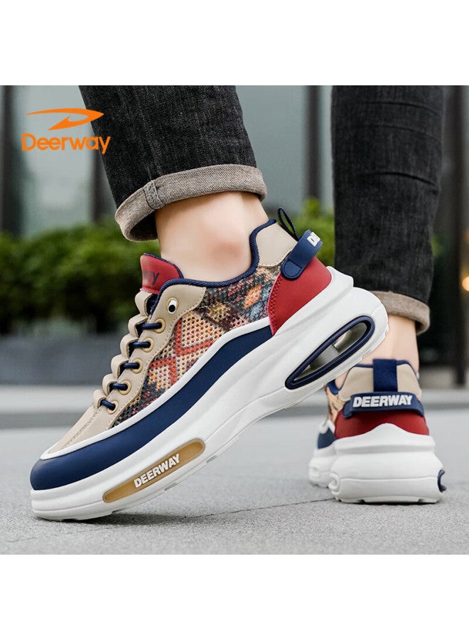 Deerway Men's Shoes, Men's Summer Dad Shoes, Men's Mesh Casual Shoes, Breathable Thick-soled Sneakers, Blue-red Size 40 - Image 2