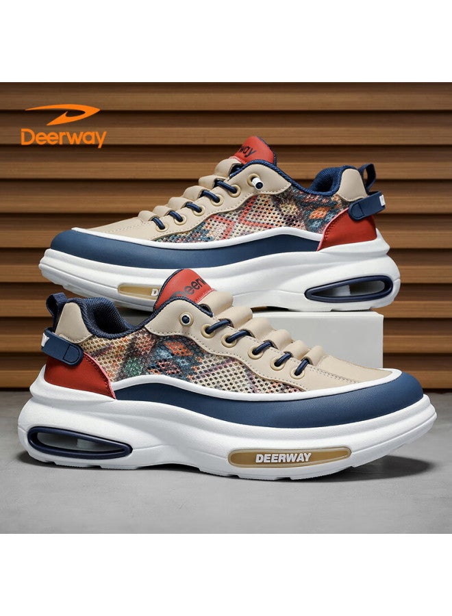 Deerway Men's Shoes, Men's Summer Dad Shoes, Men's Mesh Casual Shoes, Breathable Thick-soled Sneakers, Blue-red Size 40 - Image 3