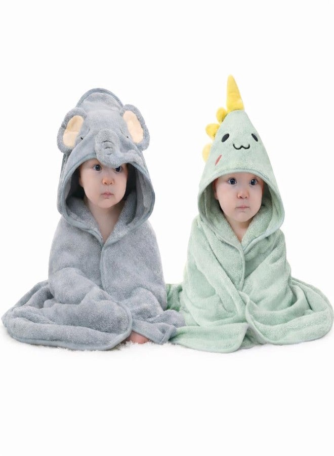 ZIKKU Ultra Soft Baby Hooded Bath Towel Pack of 2 Microfiber Baby Towel Quick Dry Baby Towel Cute Animal Hooded Towel - Image 1