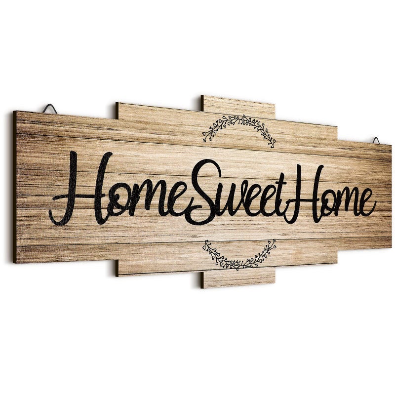 Jetec Home Sweet Home Sign Rustic Wood Room Wall Decor Farmhouse Plaque Wall Hanging Wooden Sign for Bedroom Living Room Wedding DecorWood Color