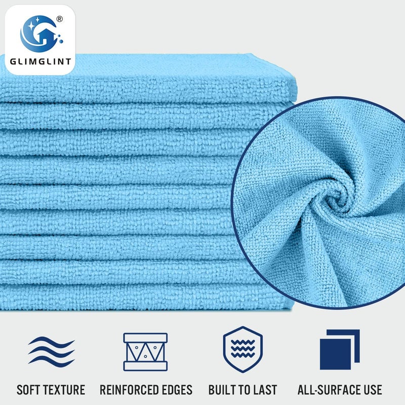 GLIMGLINT Blue Microfiber Cleaning Cloth,150PK Reusable Cleaning Rags,Highly Absorbent Shop Rags Bulk,All-Purpose Car Cleaning Towels for TV Screen, Kitchen, Bathroom, Restaurant, Garage, 14"X12" - Image 3