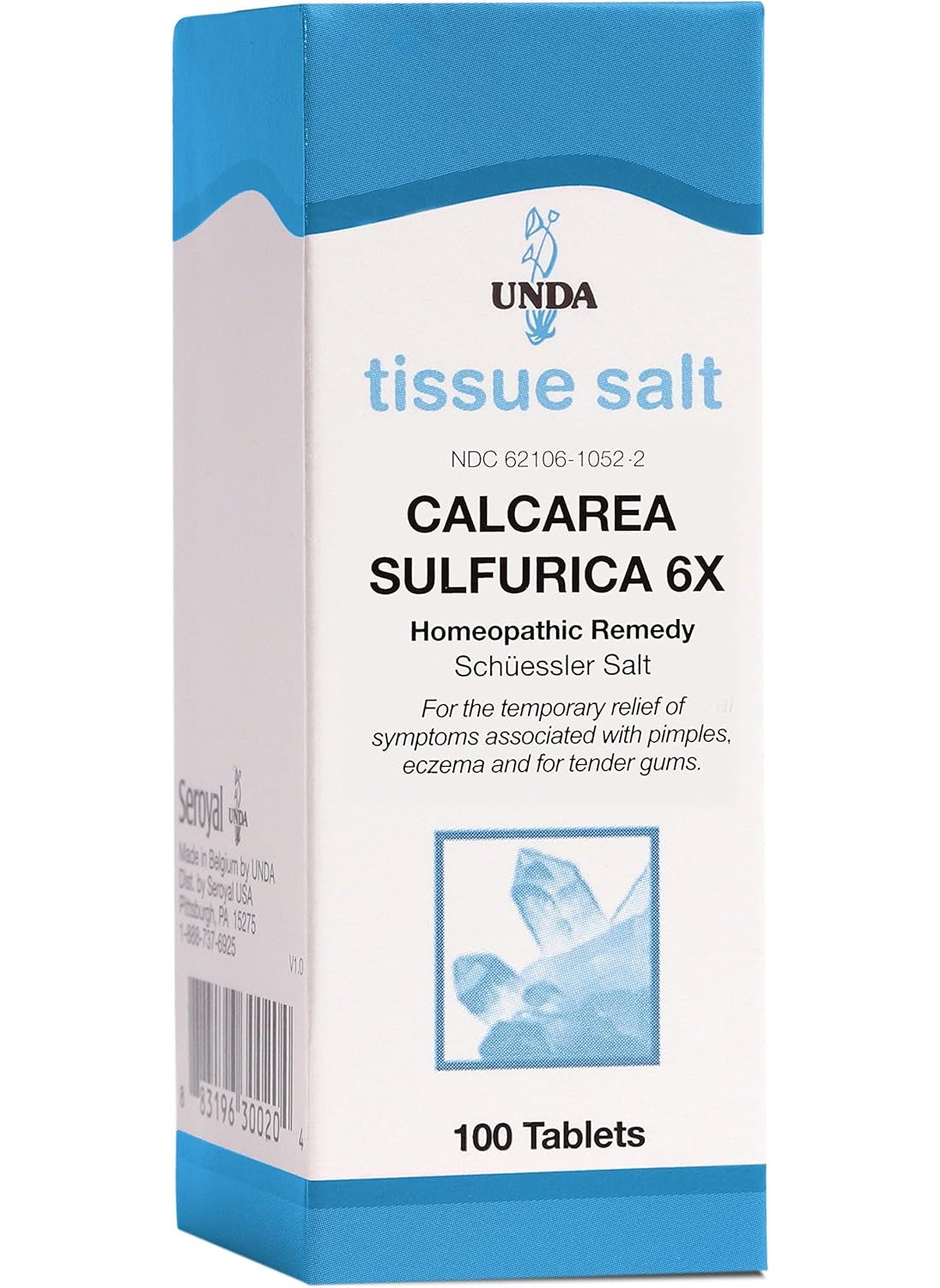 UNDA UNDA Calcarea Sulfurica 6X | Homeopathic Remedy Helps Temporarily Relieve Skin Irritations and Tender Gums | 100 Tablets 