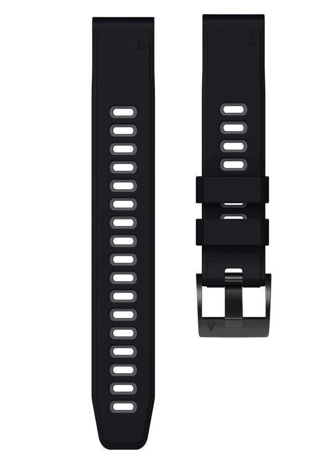 ANCOOL for Fenix 6/7/5/8 47mm Watch Band, 22mm Silicone Soft Band Replacement for Fenix 6 Pro/5 Plus/7 Pro Smartwatch(Black-Grey) - Image 5