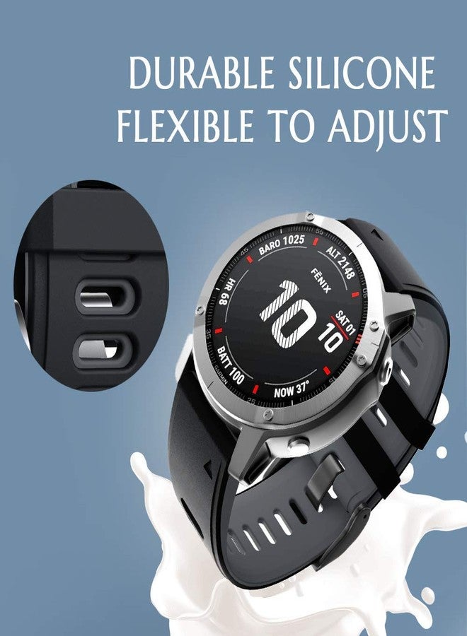 ANCOOL for Fenix 6/7/5/8 47mm Watch Band, 22mm Silicone Soft Band Replacement for Fenix 6 Pro/5 Plus/7 Pro Smartwatch(Black-Grey) - Image 3