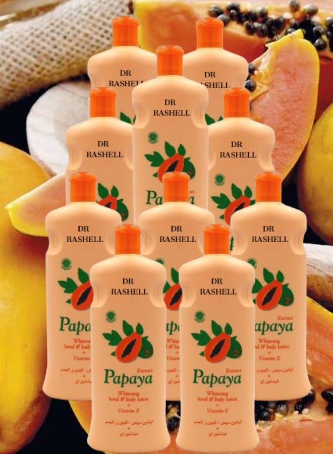 RASHELL 10 Pieces Extract Papaya Whitening Hand And Body Lotion 600ML - Image 1
