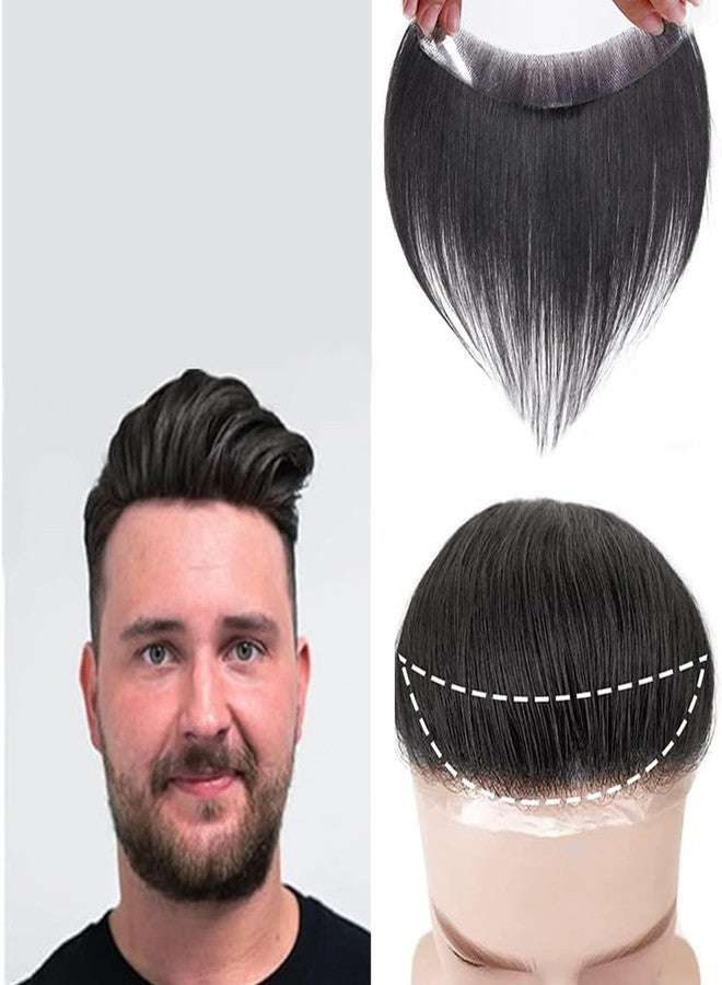 Pinaka Frontal Hairpiece for Men Hair Extension Hairline Loss Straight Tape in Human Hair Toppers Replacement Toupee (Natural Haircolor) - Image 1