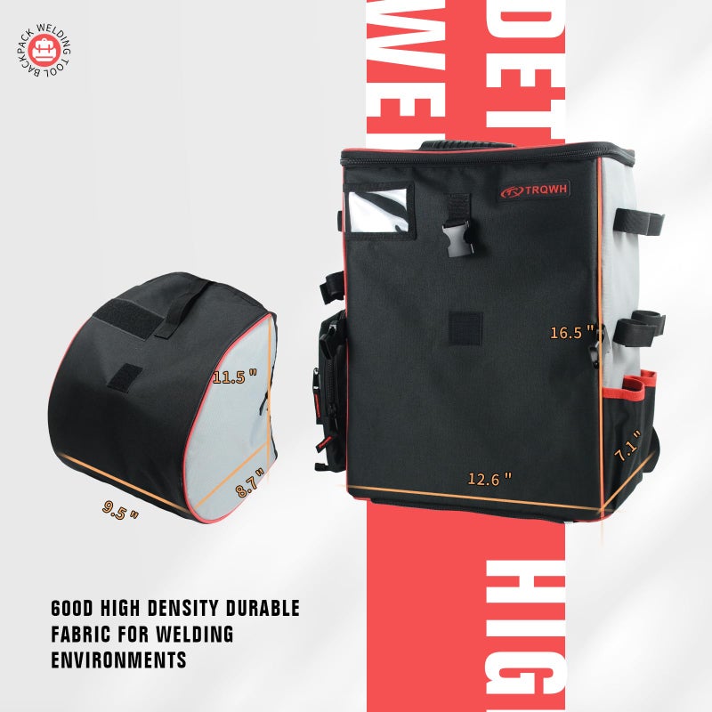 TRQWH Welding Backpack for Men Waterproof Reinforced Bottom Large Capacity Extreme Gear Pack with Helmet Catch Multipurpose Welding Tools Backpack - Image 3