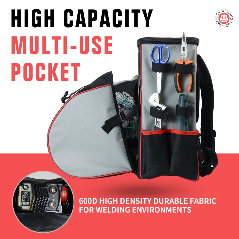 TRQWH Welding Backpack for Men Waterproof Reinforced Bottom Large Capacity Extreme Gear Pack with Helmet Catch Multipurpose Welding Tools Backpack - Image 4